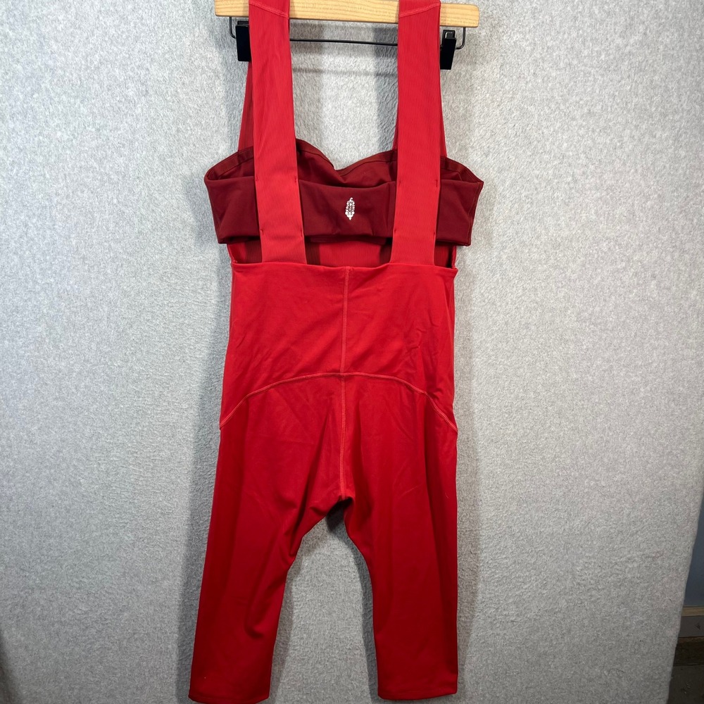 Free People Movement Hot Shot Reversible Onesie Red Ribbed Athletic Bodysuit L - Picture 2 of 7